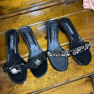 2 Pair Vintage Via‎ Spiga Black Sandals- 10